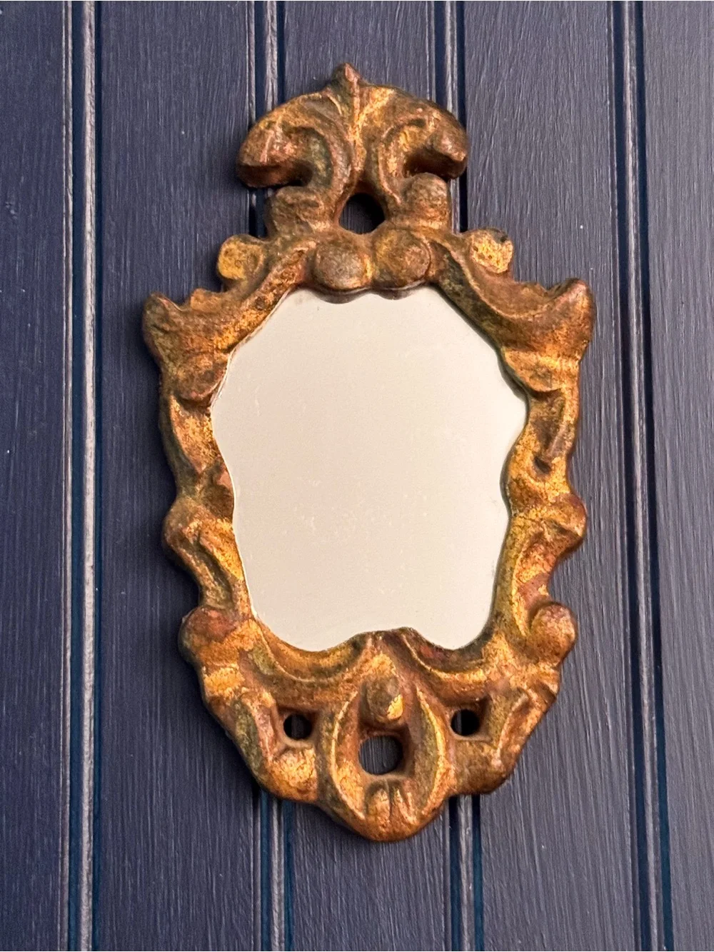 Vintage Italian Giltwood Wall Mirror | Petite Ornate Scrollwork Mirror